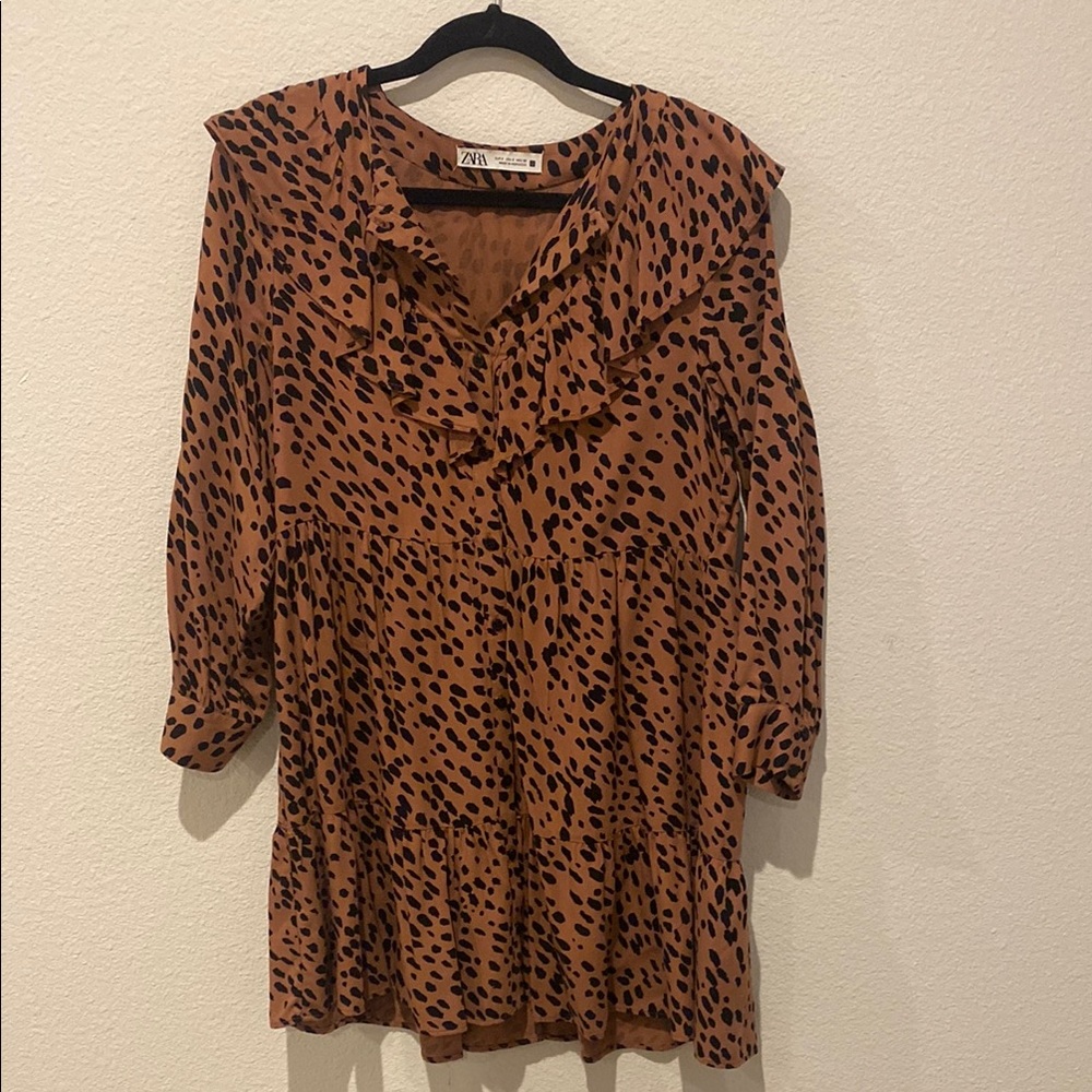 Zara Brown Leopard Print Women's Top